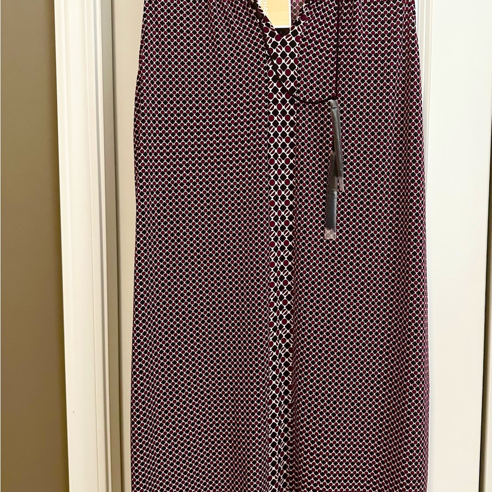 Michael Kors Burgundy and White Midi Dress